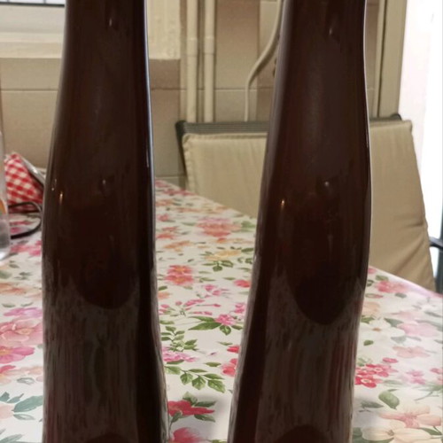 Ceramic candlesticks set like new, brown color