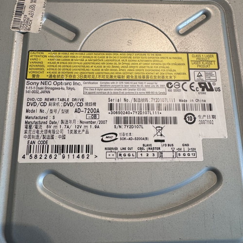 Sony NEC Optiarc AD-7200 DVD±RW DL with SATA cable used
