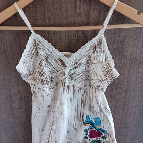 Ysatis blouse with adjustable straps, flower design, 100% silk like new