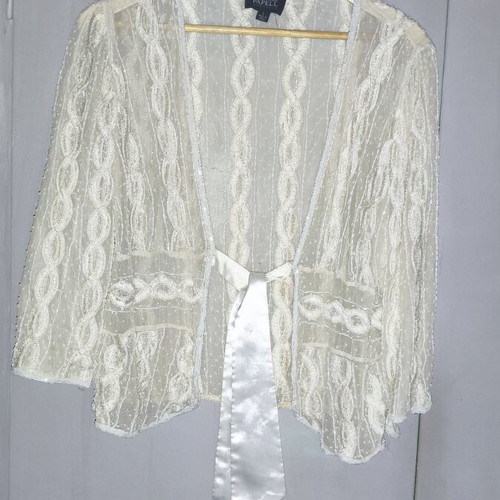 Adrianna Papell Evening Bolero Size L like new with Beads