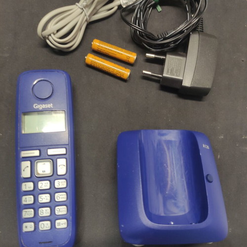 Gigaset A120 cordless phone used, blue with charger and batteries