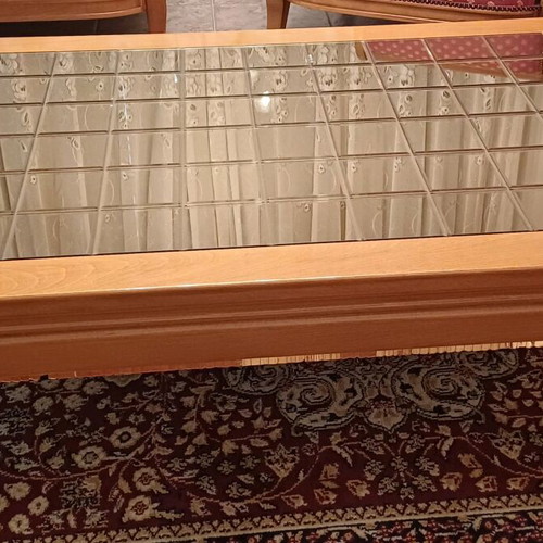 Large rectangular living room table new, solid oak wood with crystals
