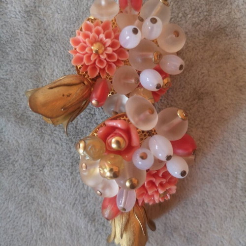 Vintage Faux Bijoux Clip Earrings used, multicolor