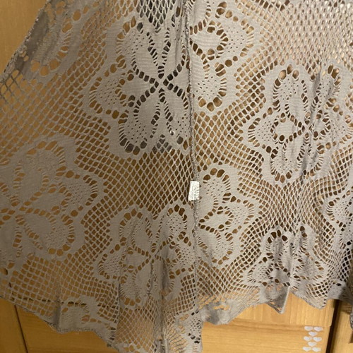 Summer crochet cardigan new, asymmetrical floral design, brown