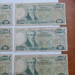 500 Drachma banknotes used, set of 10, 1983