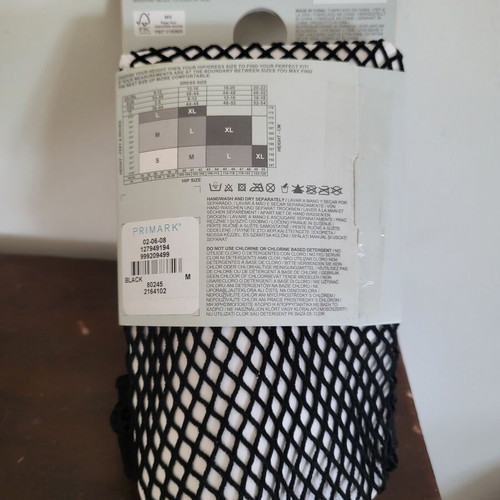 Primark Fashion Tights Black Fishnets 2 Pairs New M