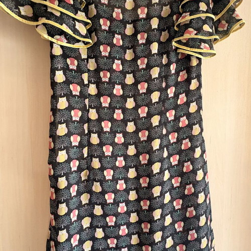 Mini Black Dress with Owls like new, transparent, volan sleeves, size S