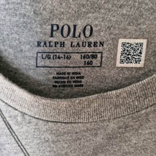 T-shirt Ralph Lauren Polo like new, kids size 14-16, grey