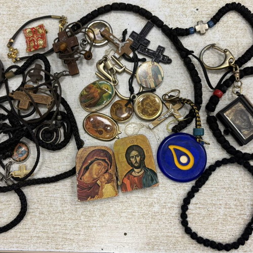 Christian religious items used, crosses, komboskinias, keychains