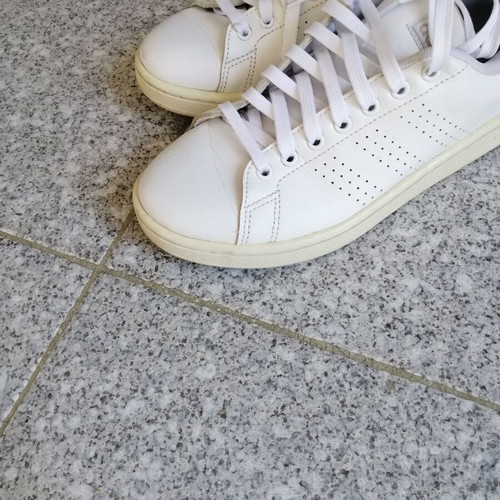 Adidas Advantage used genuine leather size 39 1/3 white sneakers
