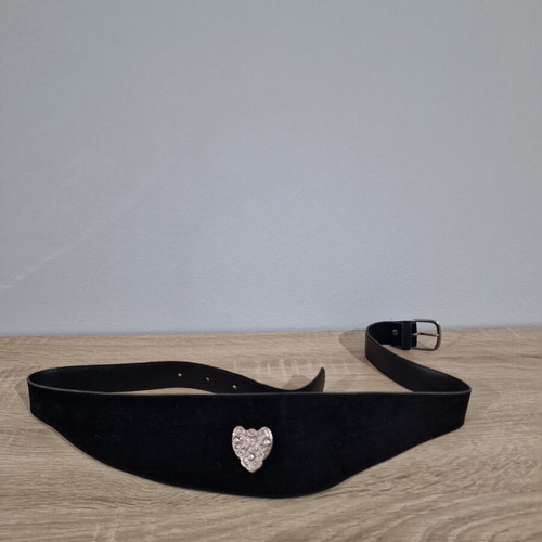 Vintage Trachten velvet women belt 100 cm new, black and silver