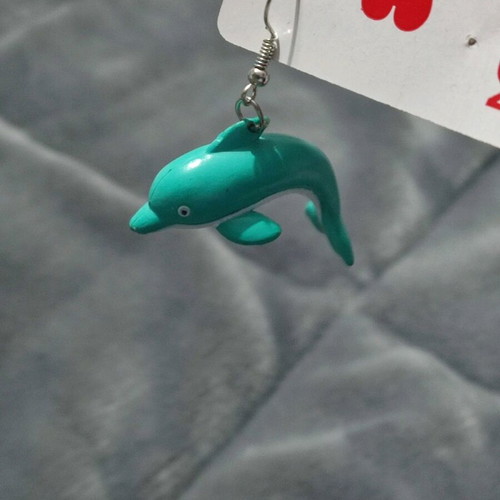 Dolphin earring handmade new, turquoise