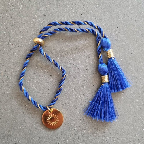 Rituals bracelet with pendant and adjustable cord, new blue and gold