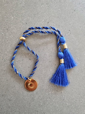 Rituals bracelet with pendant and adjustable cord, new blue and gold