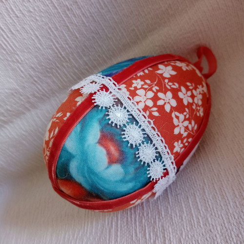 Decorative egg orange and blue floral used