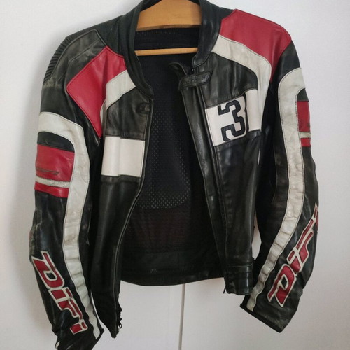 Leather Racing Motorcycle Jacket used with reinforced back, shoulders, elbows, size No54