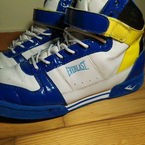Everlast high-top boxing sneakers used, blue and yellow