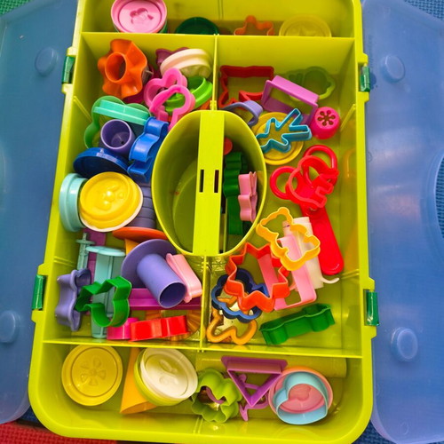 Play Doh plastic case with tools and molds used