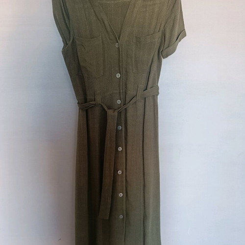 Midi dress Stradivarius like new, olive color with belt