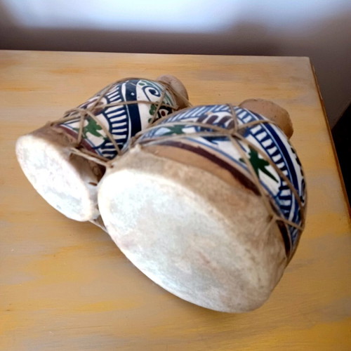 Musical instrument handmade from Morocco, ceramic with leather, like new