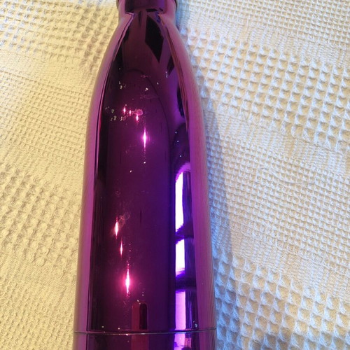 Metallic pink fuchsia water bottle thermos used