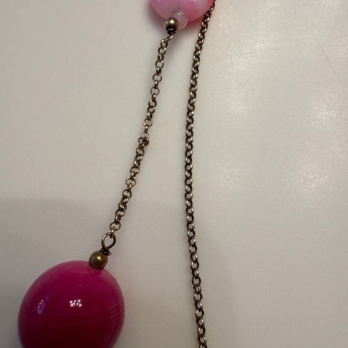 Gregio women's long necklace gold-plated 925 silver like new with pink stones