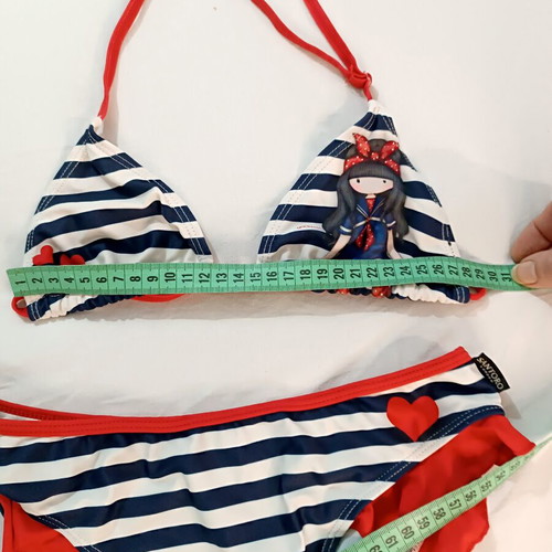 Santoro London girls' bikini with Gorjuss nautical stripes like new, size 7-8