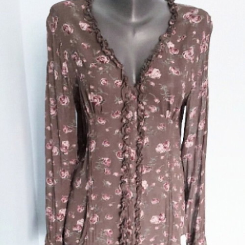 H&M chiffon shirt with floral military print, like new, XL-XXL