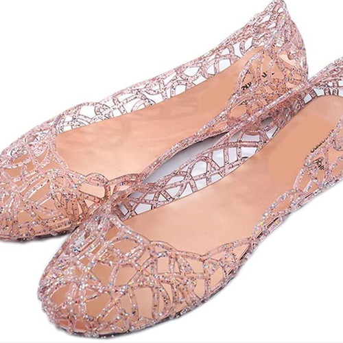 Kid Beach Glitter Jelly Ballet Flats Crystal Summer Soft Hollow