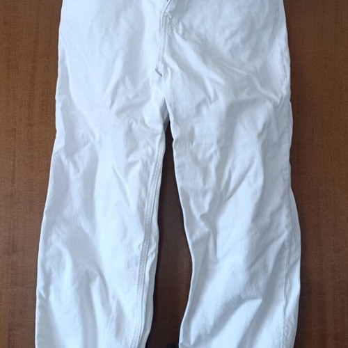 White denim pants Zara like new, straight cut, high waist, fringed