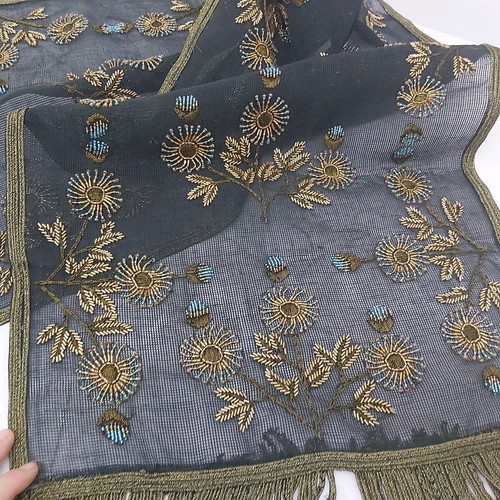 Handmade table runner with macrame and beads 40×150cm new