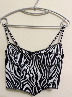 Shein Zebra Print Corset Crop Top like new, size S