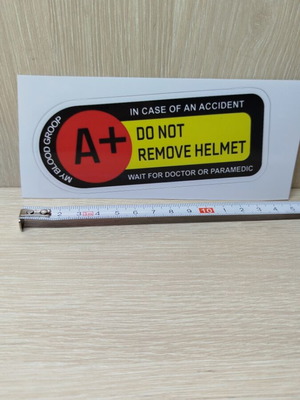 Helmet blood group sticker new