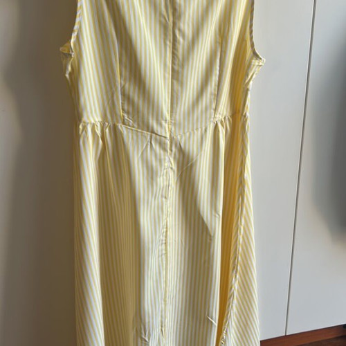 Yellow striped midi dress sleeveless XL new