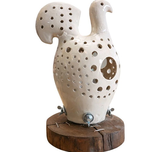 Ceramic lamp author original new on wooden base
