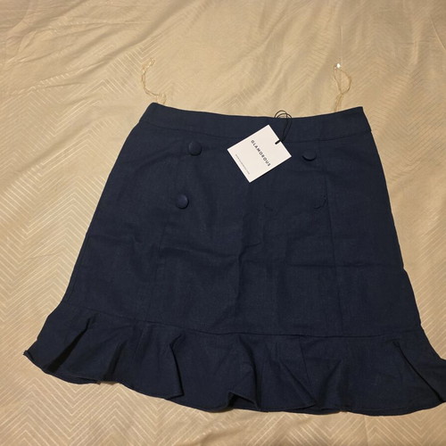 Mini skirt blue Glamorous new with missing button and flared hem