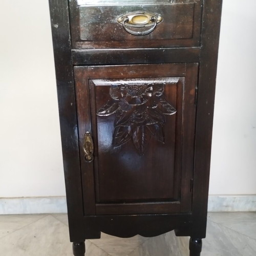 Vintage wood carved bedside cabinet refurbished, Art Deco style