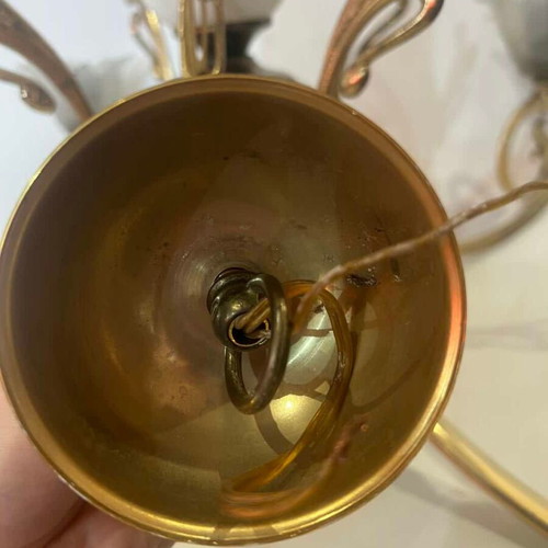 Vintage ceiling light brass with porcelain details used