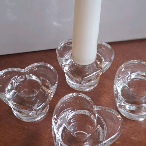 Crystal candlesticks like new, set of 4 heart-shaped