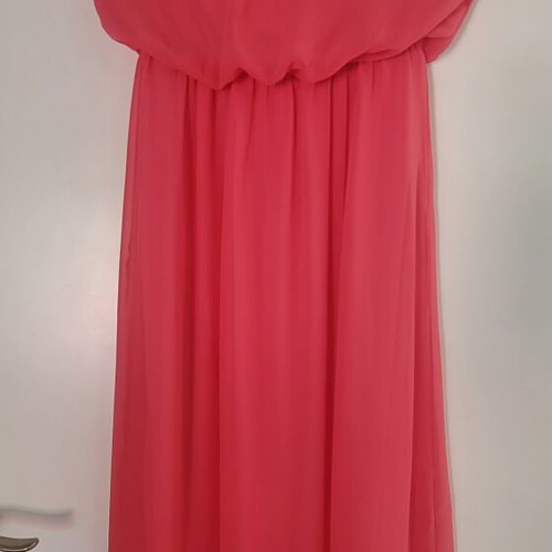 Access Fashion Coral Pink Off Shoulder Chiffon Dress EU 46 like new