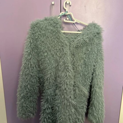 Fur jacket like new, turquoise, size S