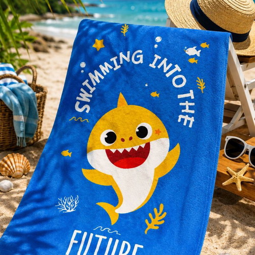 Baby Shark Beach Towel 100% Cotton New 70x140cm