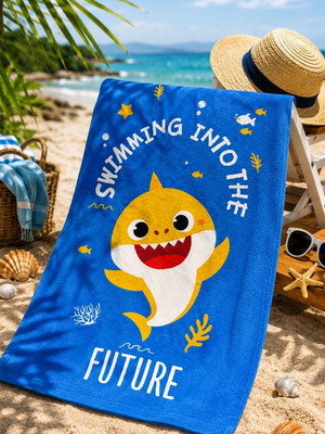Baby Shark Beach Towel 100% Cotton New 70x140cm