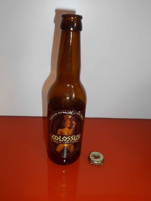 Collectible cap and bottle of Rhodian beer Colossus used