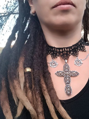 Gothic necklace handmade with lace new