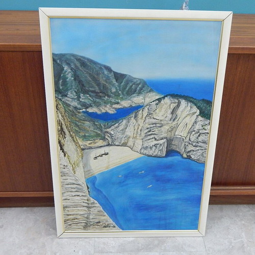 Painting of Navagio Beach in Zakynthos like new