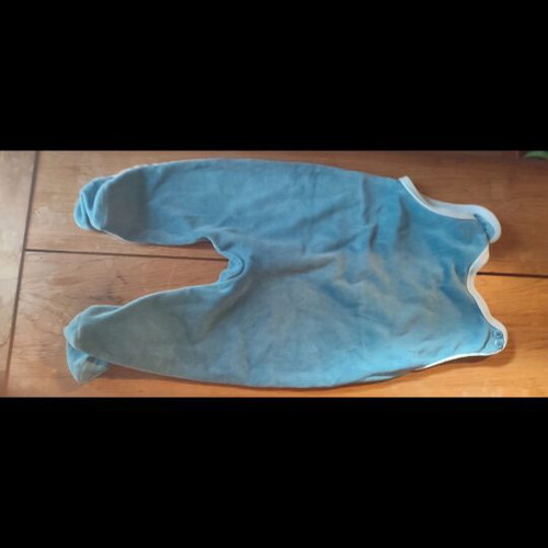 Baby onesie used 6-9 months 68 cm striped with embroidered donkeys