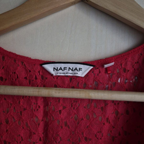 Naf Naf red dress with lace like new, size 38