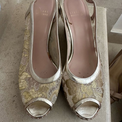 Stuart Weitzman εσπαντρίγιες μεταχειρισμένες, χρυσή δαντέλα, νούμερο 40