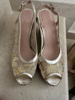 Stuart Weitzman εσπαντρίγιες μεταχειρισμένες, χρυσή δαντέλα, νούμερο 40